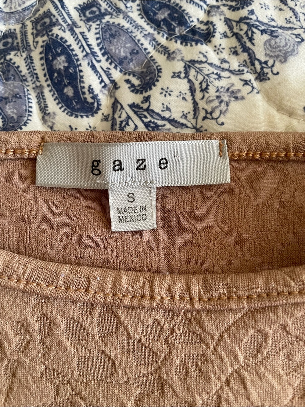 gaze textured knit top in light brown